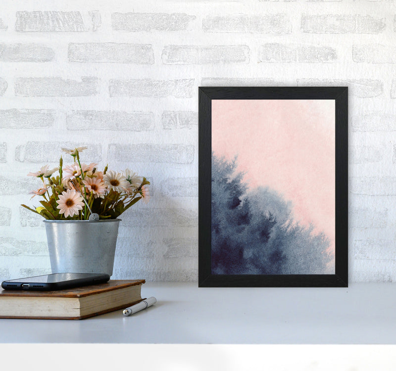 Sand Pink and Navy Watercolour 03 Art Print by Pixy Paper A4 White Frame
