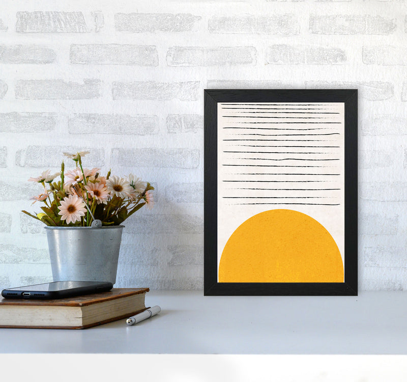 Sun lines mustard Art Print by Pixy Paper A4 White Frame