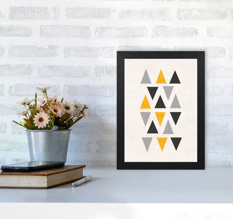 Small triangles mix mustard Art Print by Pixy Paper A4 White Frame