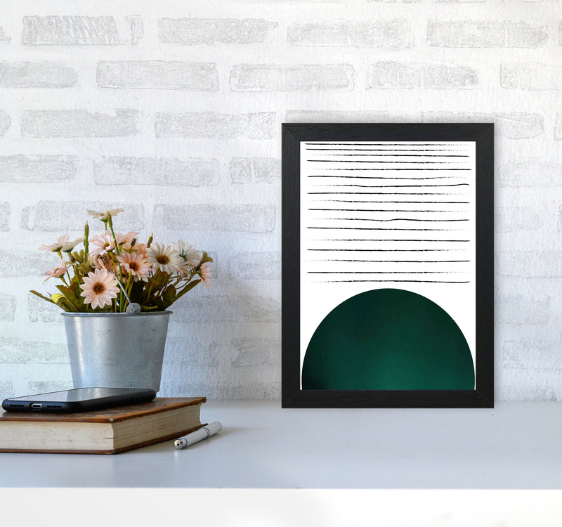 Sun lines emerald Art Print by Pixy Paper A4 White Frame