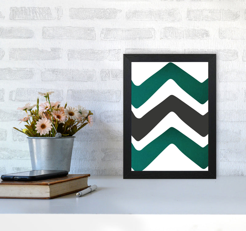 Zig zags emerald Art Print by Pixy Paper A4 White Frame