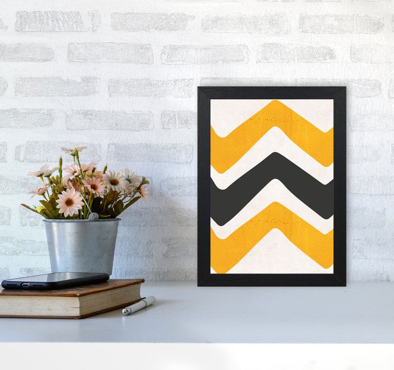 Zig zags mustard Art Print by Pixy Paper A4 White Frame