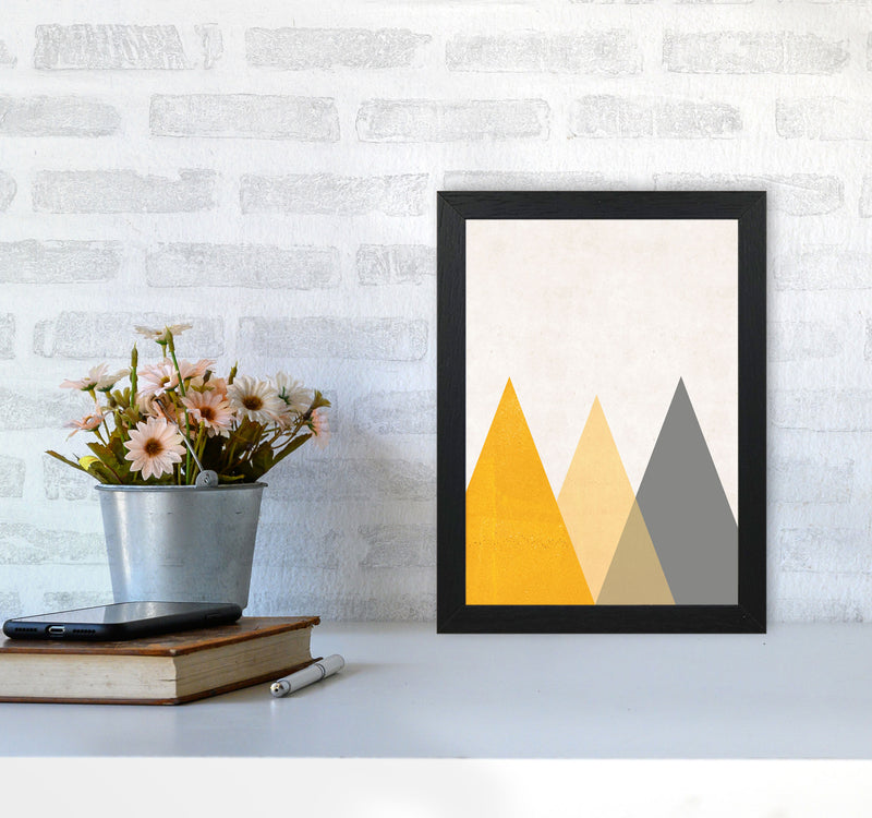 Mountains mustard Art Print by Pixy Paper A4 White Frame