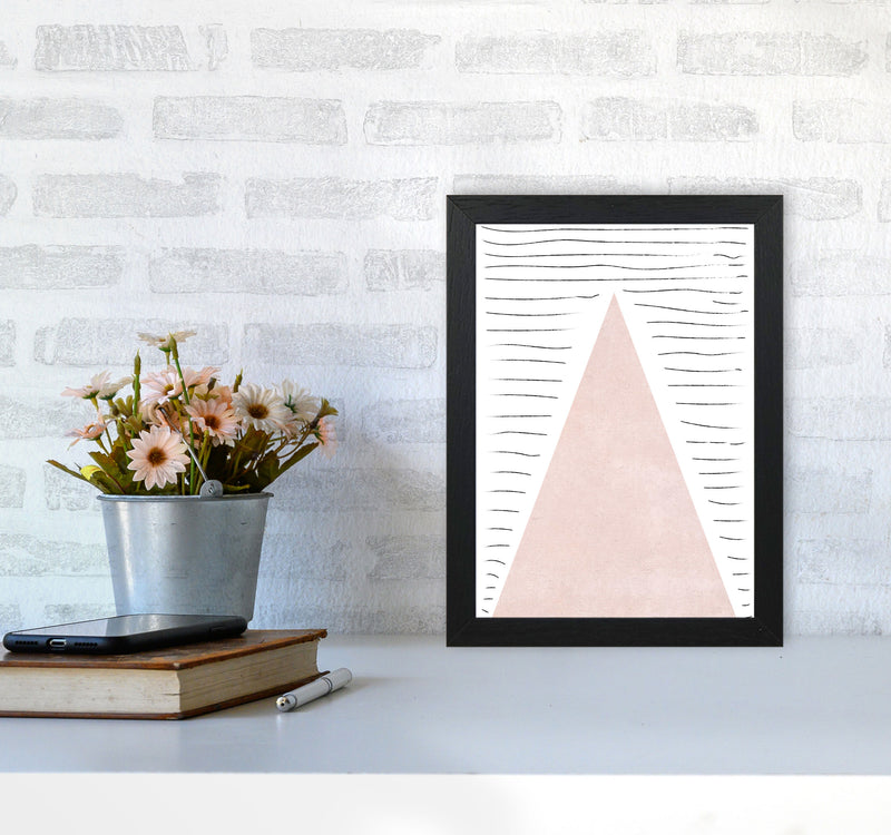 Mountains lines pink cotton Art Print by Pixy Paper A4 White Frame
