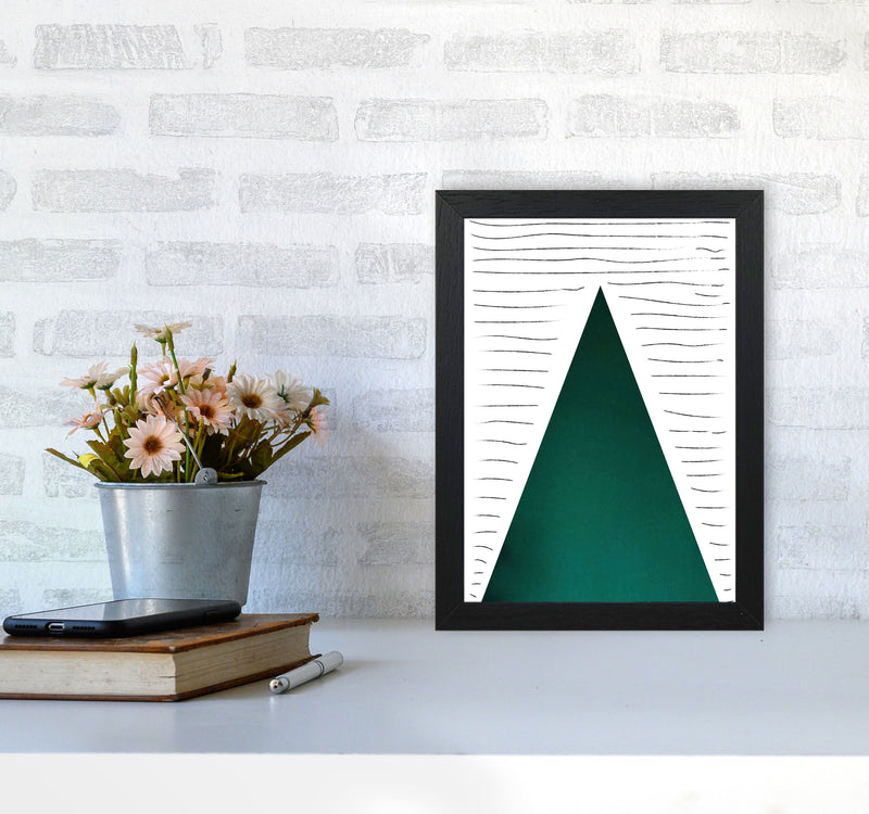 Mountain lines emerald Art Print by Pixy Paper A4 White Frame