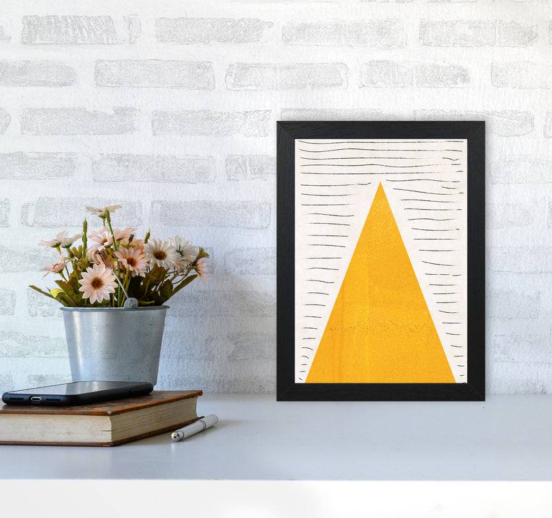 Mountains lines mustard Art Print by Pixy Paper A4 White Frame