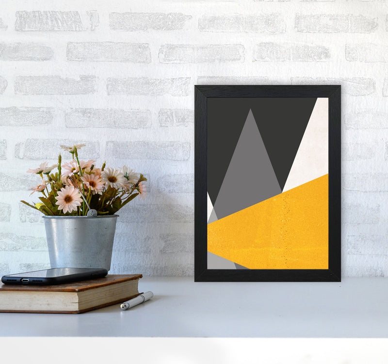Large triangles mustard Art Print by Pixy Paper A4 White Frame
