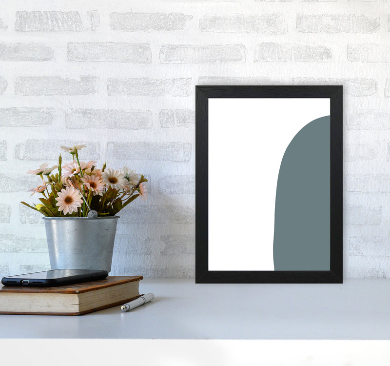 Inspired Teal Half Stone Right Art Print by Pixy Paper A4 White Frame