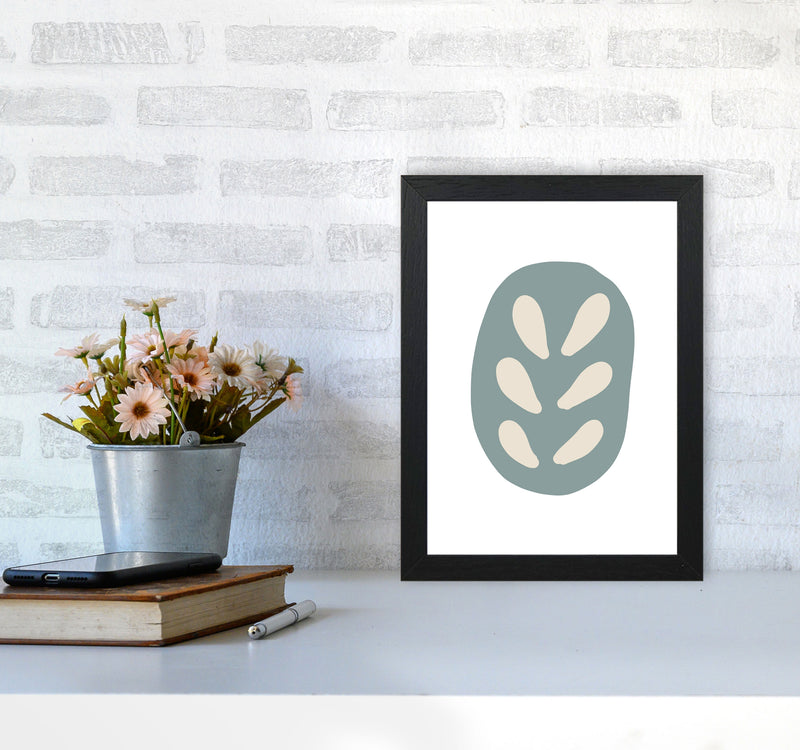 Inspired Teal Floral Abstract Art Print by Pixy Paper A4 White Frame