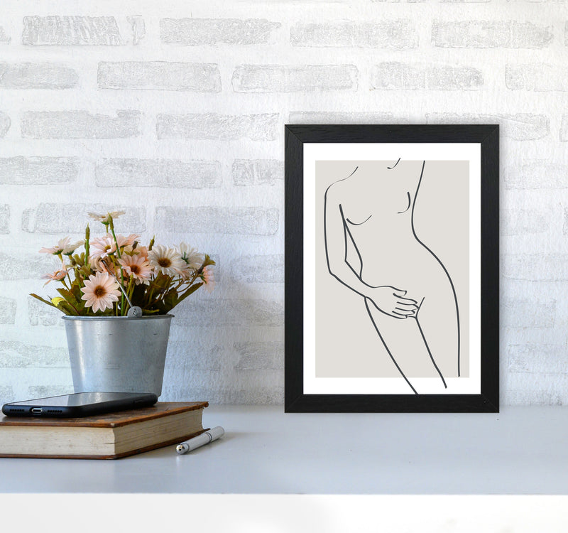 Inspired Stone Woman Line Art Black Art Print by Pixy Paper A4 White Frame