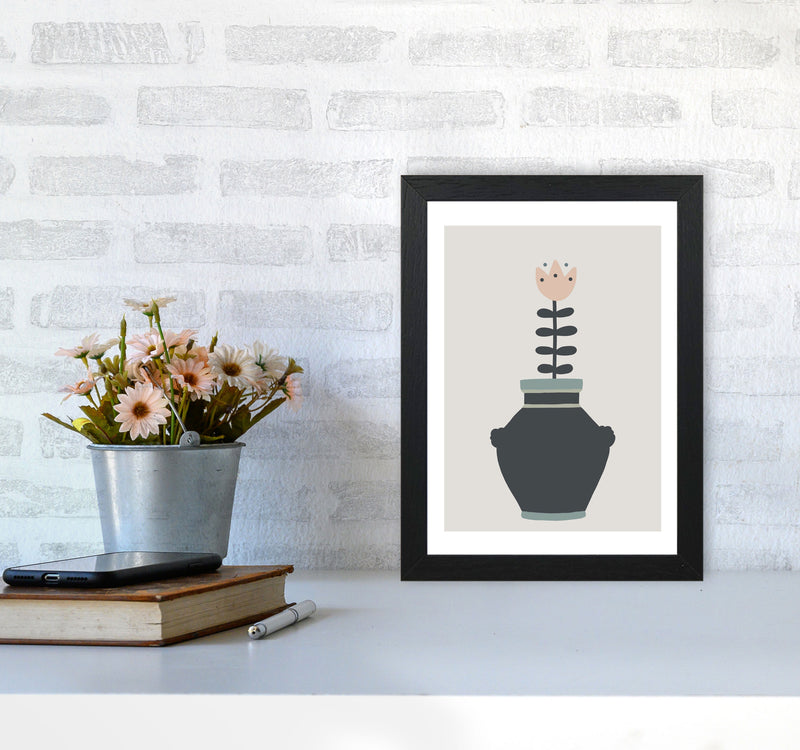 Inspired Plant Pot Stone Art Print by Pixy Paper A4 White Frame