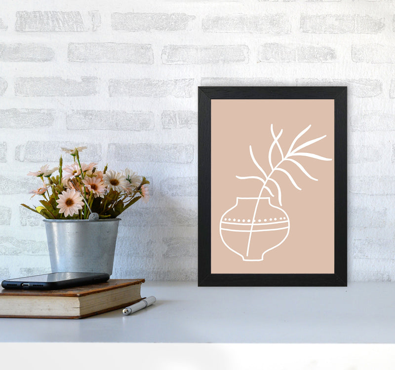 Inspired Pink Plant Silhouette Line Art Art Print by Pixy Paper A4 White Frame
