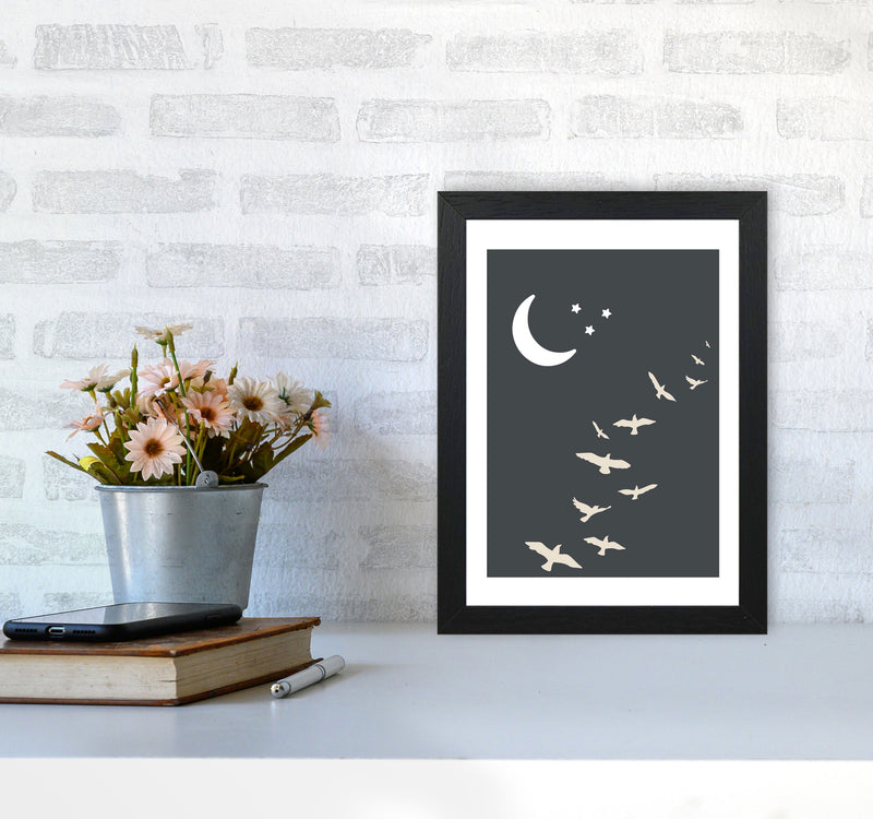 Inspired Off Black Night Sky Art Print by Pixy Paper A4 White Frame