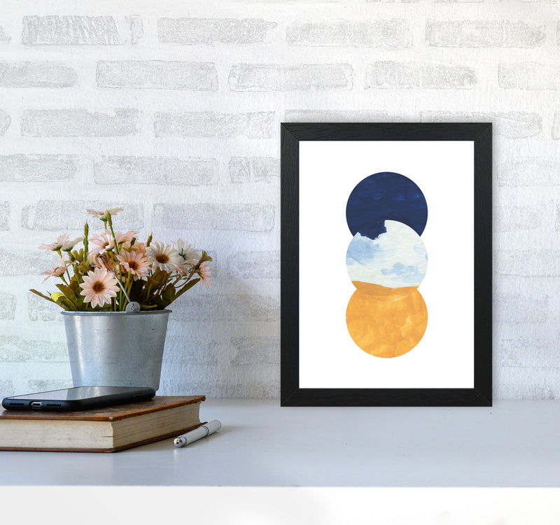 Horizon Abstract Circles  Art Print by Pixy Paper A4 White Frame