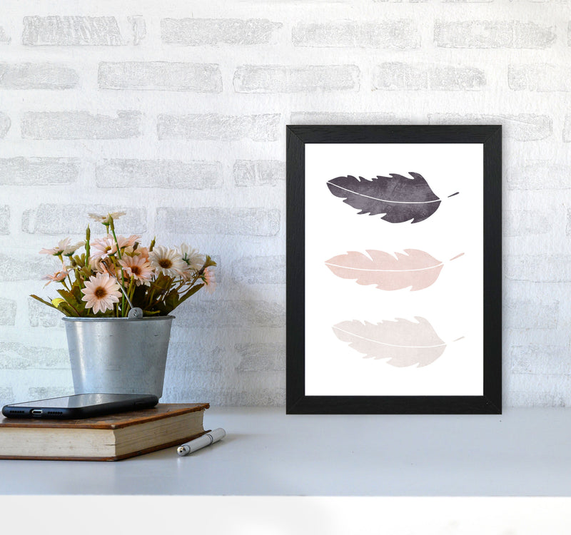 Feathers pink cotton Art Print by Pixy Paper A4 White Frame