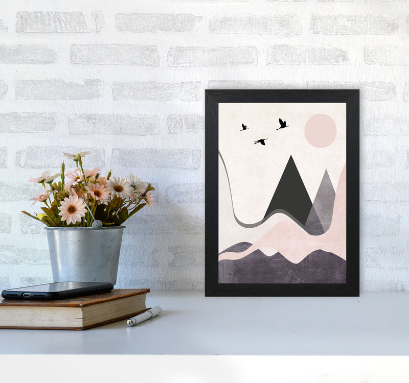 Hills and mountains pink cotton Art Print by Pixy Paper A4 White Frame