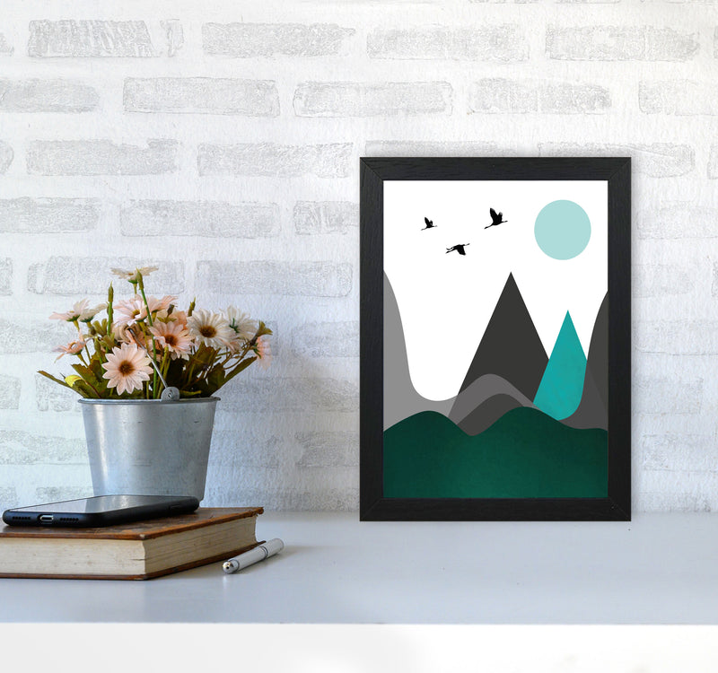Hills and mountains emerald Art Print by Pixy Paper A4 White Frame