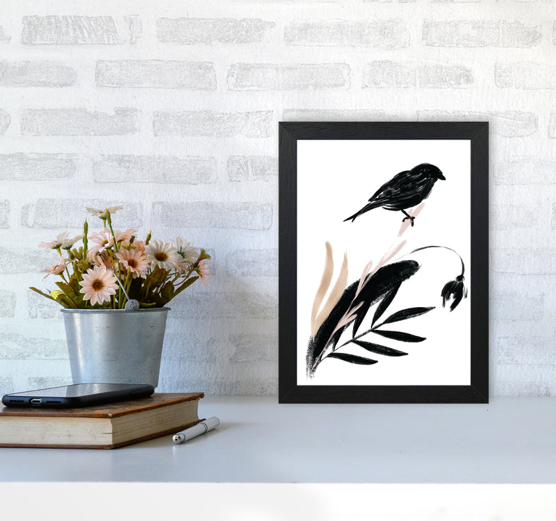 Delicate Floral Bird 04 Art Print by Pixy Paper A4 White Frame