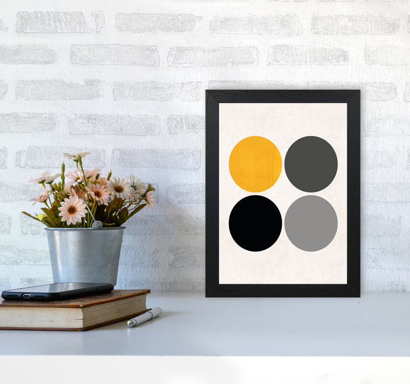 Circles Mustard Art Print by Pixy Paper A4 White Frame