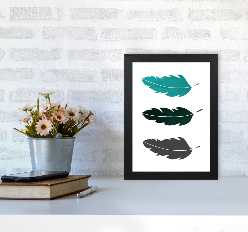 Feathers Emerald Art Print by Pixy Paper A4 White Frame