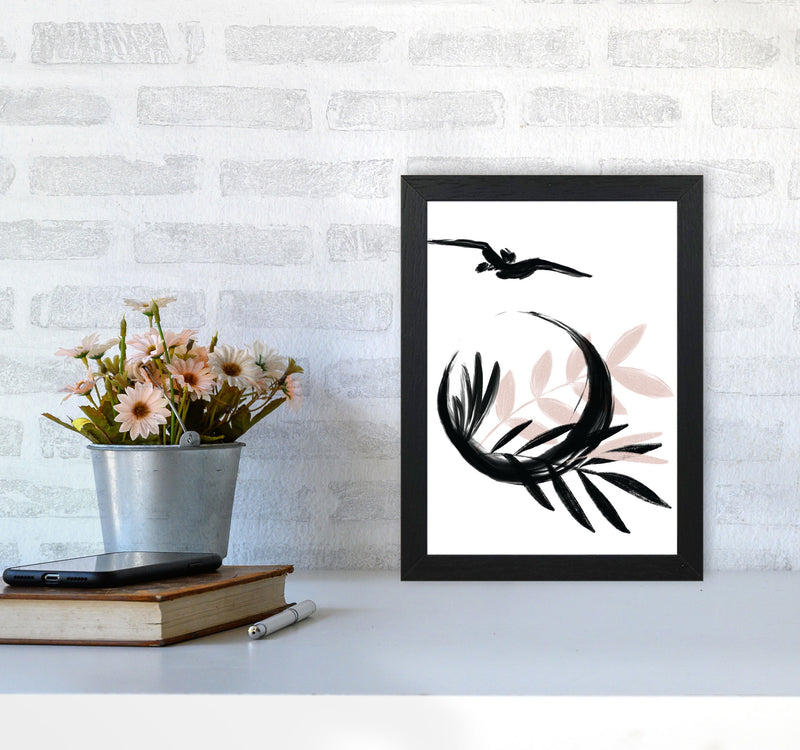 Delicate Floral Moon 08 Art Print by Pixy Paper A4 White Frame