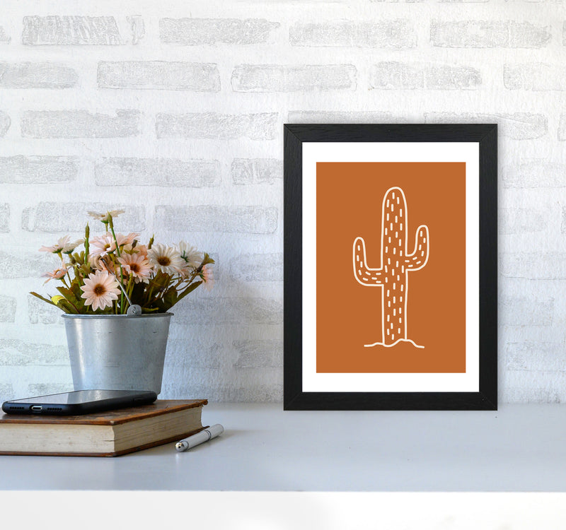 Autumn Cactus Burnt Orange abstract Art Print by Pixy Paper A4 White Frame