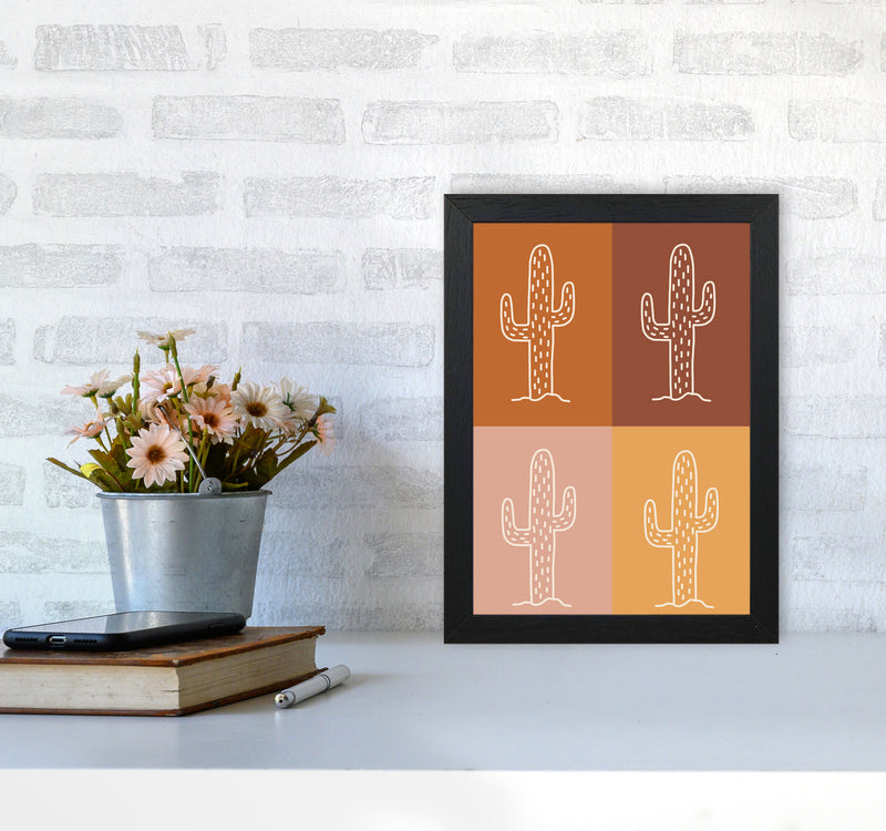 Autumn Cactus Mix abstract Art Print by Pixy Paper A4 White Frame