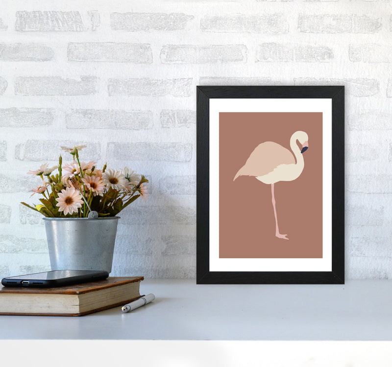 Autumn Flamingo abstract Art Print by Pixy Paper A4 White Frame