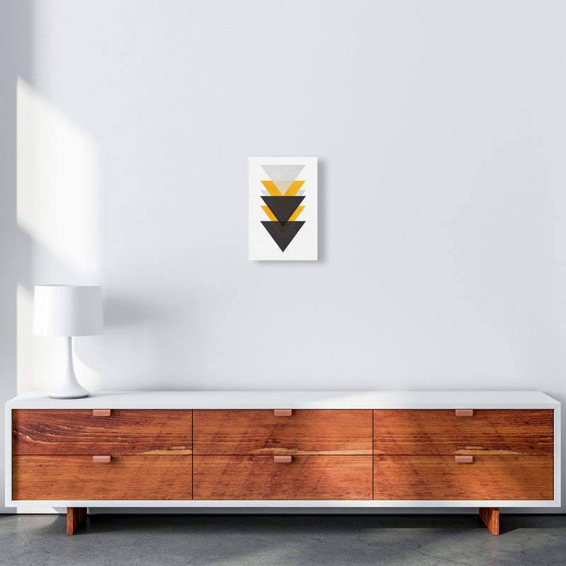 Yellow And Black Abstract Triangles Modern Print A4 Canvas