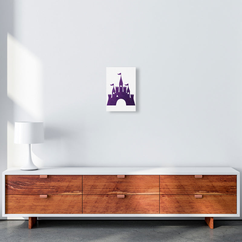 Purple Castle Watercolour Modern Print A4 Canvas