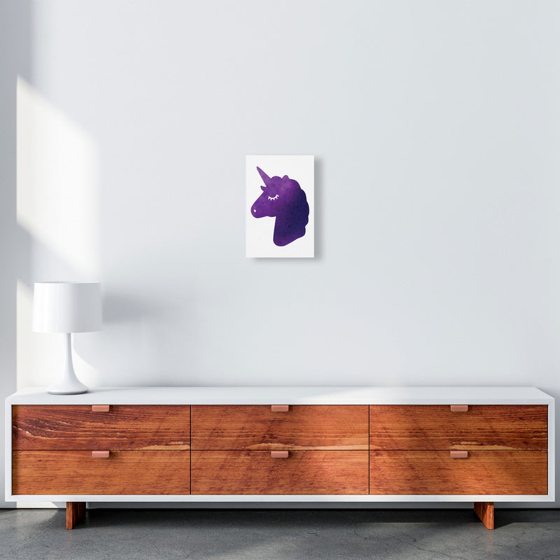 Unicorn Purple Silhouette Watercolour Modern Print A4 Canvas