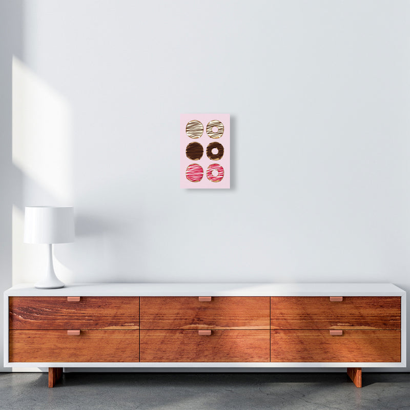 Donuts Pink Modern Print, Framed Kitchen Wall Art A4 Canvas