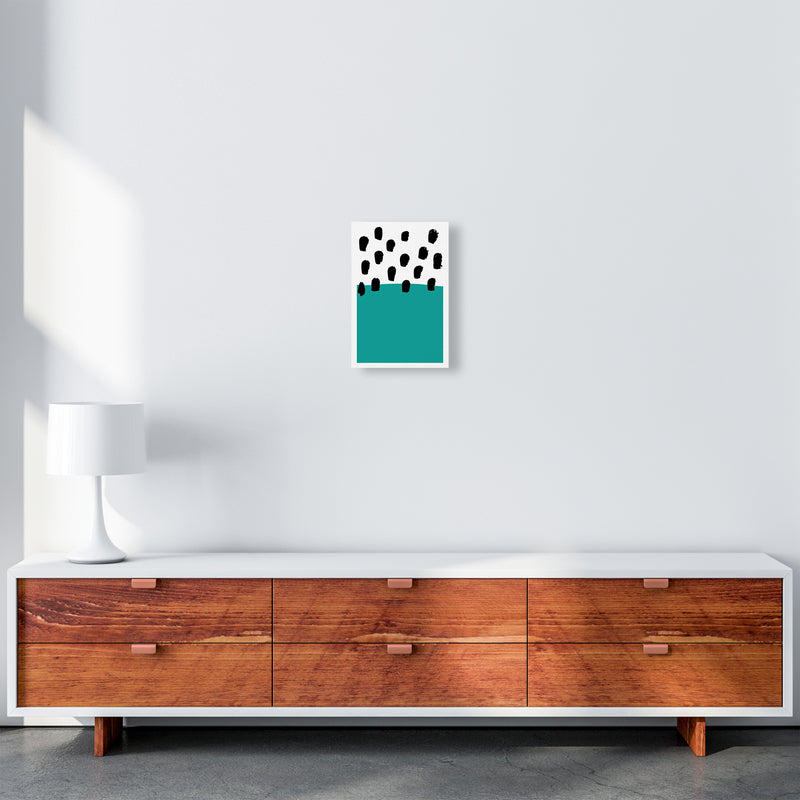 Teal Polka Neon Funk  Art Print by Pixy Paper A4 Canvas