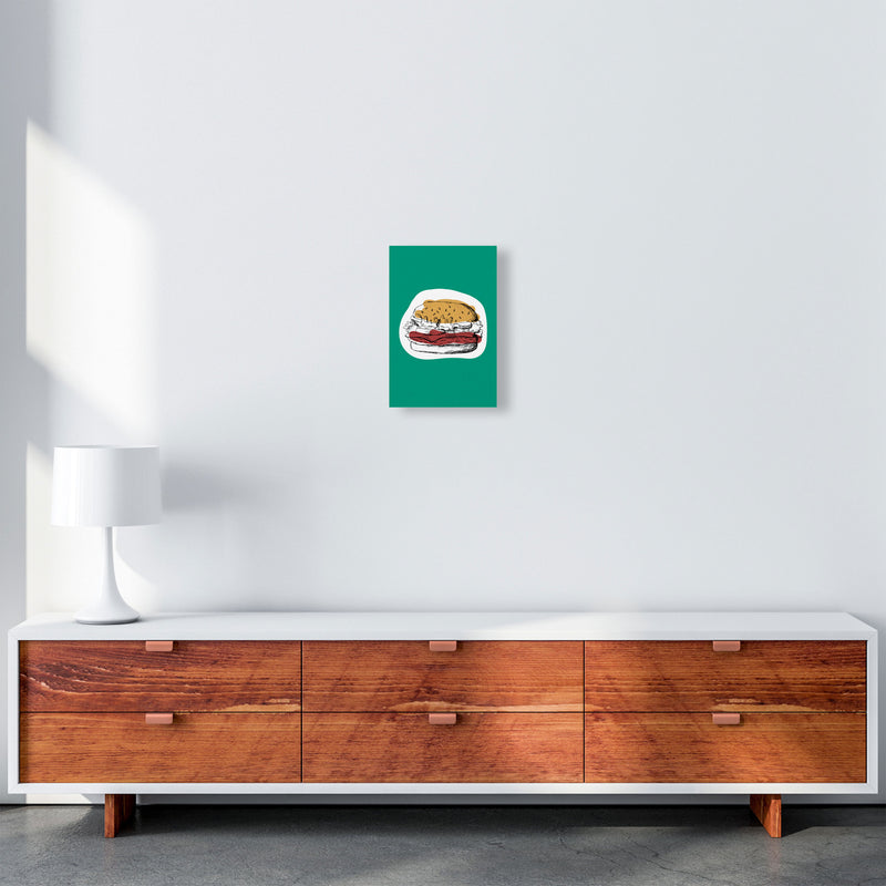 Kitchen Pop Burger Teal Art Print by Pixy Paper A4 Canvas