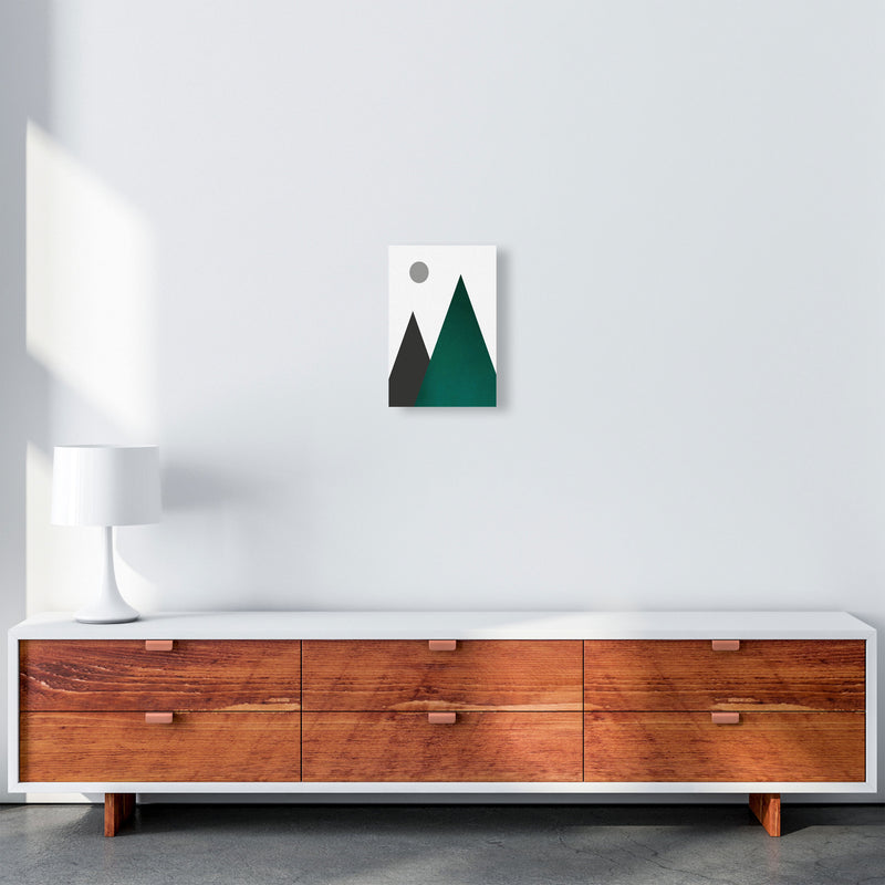 Mountains and moon emerald Art Print by Pixy Paper A4 Canvas