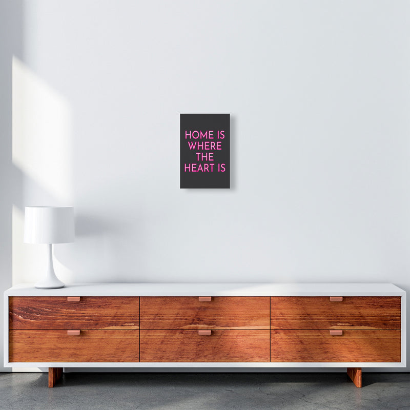 Home Is Where The Heart Is Neon Art Print by Pixy Paper A4 Canvas