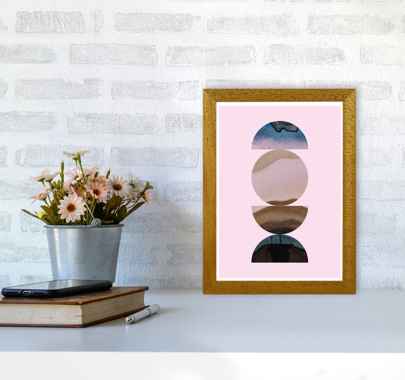 Abstract Circles Pink Background Modern Print A4 Print Only