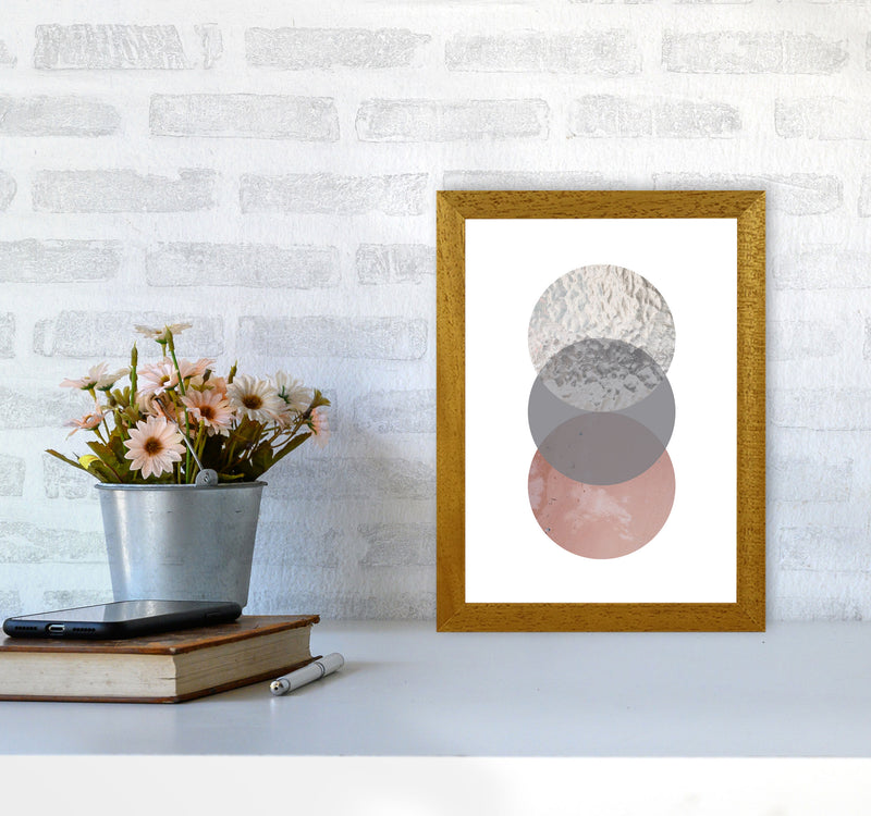Peach, Sand And Glass Abstract Circles Modern Print A4 Print Only