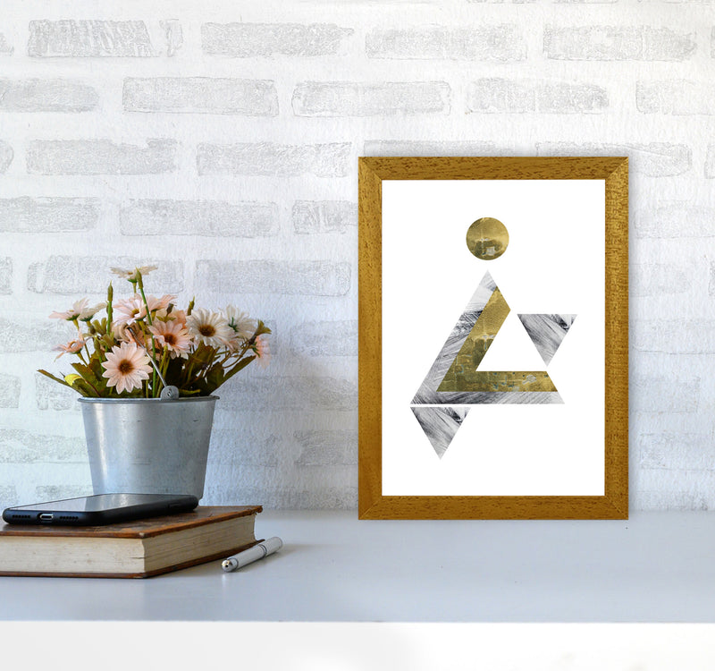 Gold And Grey Triangle With Moon Abstract Modern Print A4 Print Only