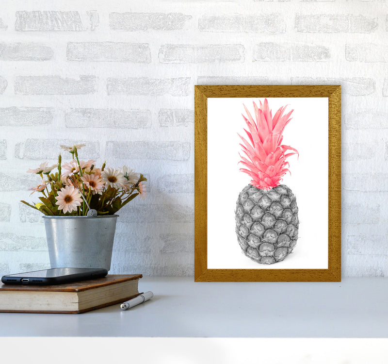 Black And Pink Pineapple Abstract Modern Print, Framed Kitchen Wall Art A4 Print Only