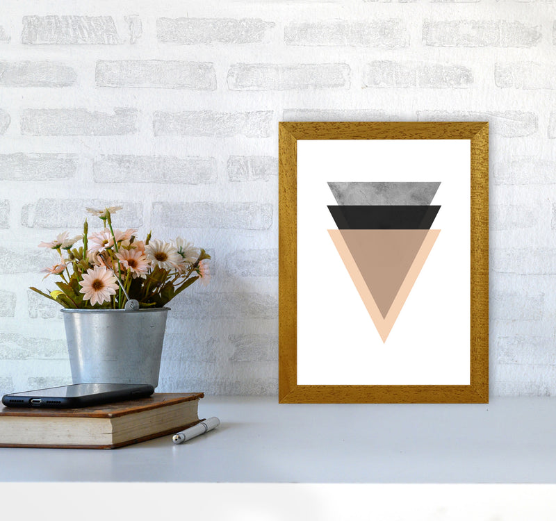 Peach And Black Abstract Triangles Modern Print A4 Print Only