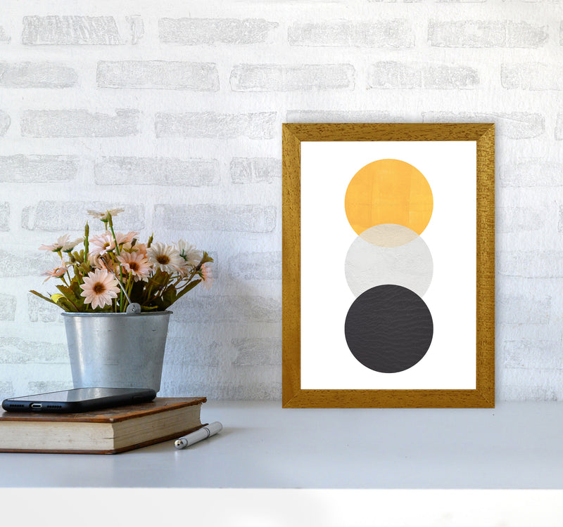 Yellow And Black Abstract Circles Modern Print A4 Print Only