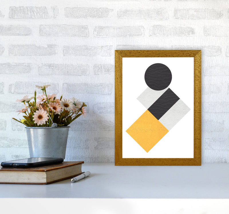 Yellow And Black Abstract Circles And Squares Modern Print A4 Print Only