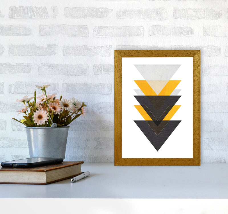 Yellow And Black Abstract Triangles Modern Print A4 Print Only