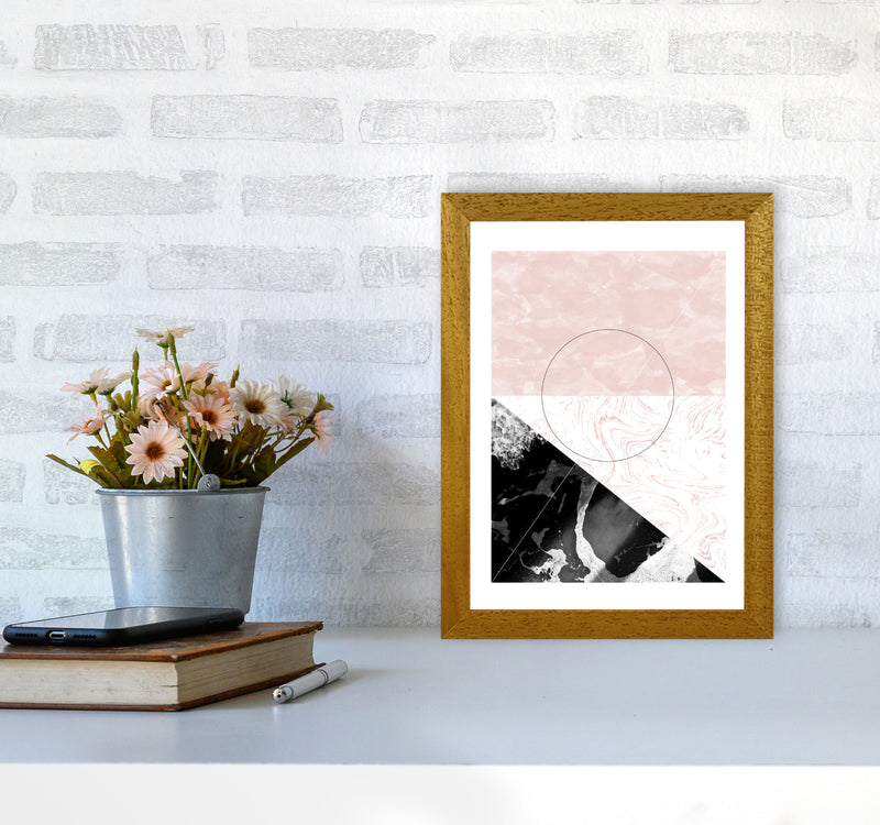 Black And Pink Marble Abstract Rectangle Shapes Modern Print A4 Print Only