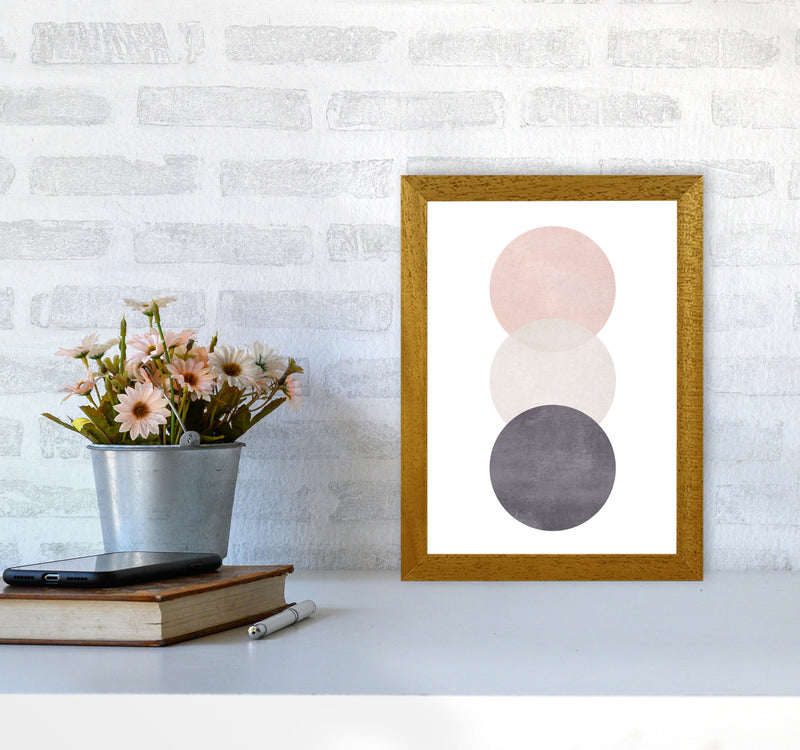 Cotton, Pink And Grey Abstract Circles Modern Print A4 Print Only