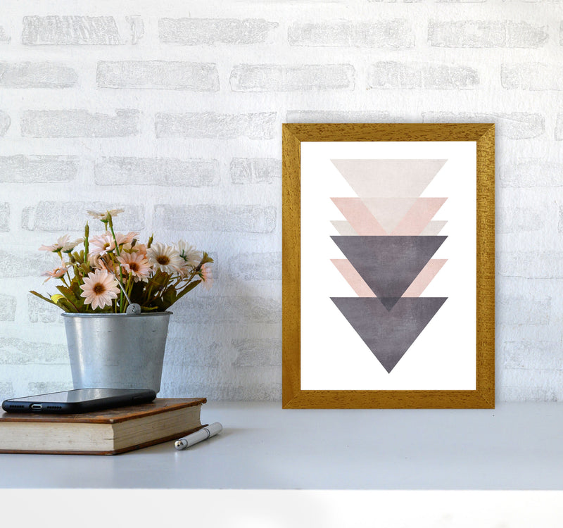 Cotton, Pink And Grey Abstract Triangles Modern Print A4 Print Only