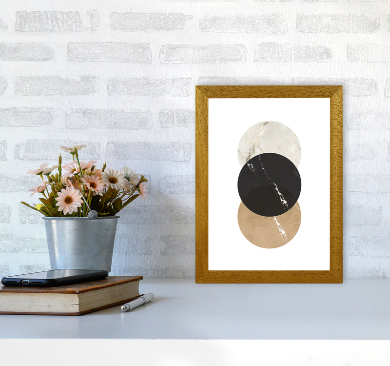 Gold, Beige And Black Marble Abstract Circles Modern Print A4 Print Only