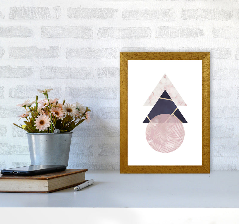 Pink And Navy Marble Abstract Triangles And Circle Modern Print A4 Print Only