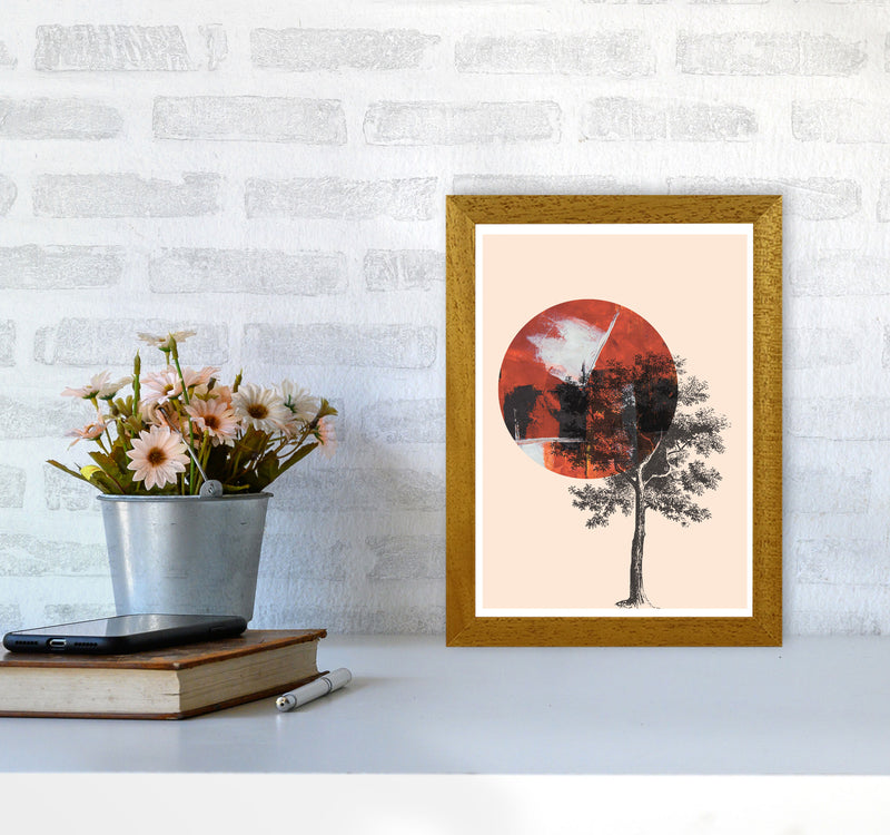 Red Sun And Tree Abstract Modern Print A4 Print Only